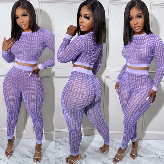 Long Sleeve Cool Print Two Piece Set