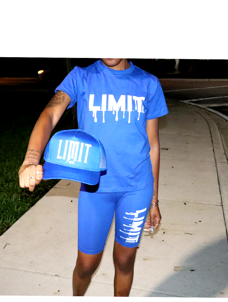 Womens "L.I.M.I.T." Drip Shorts Set