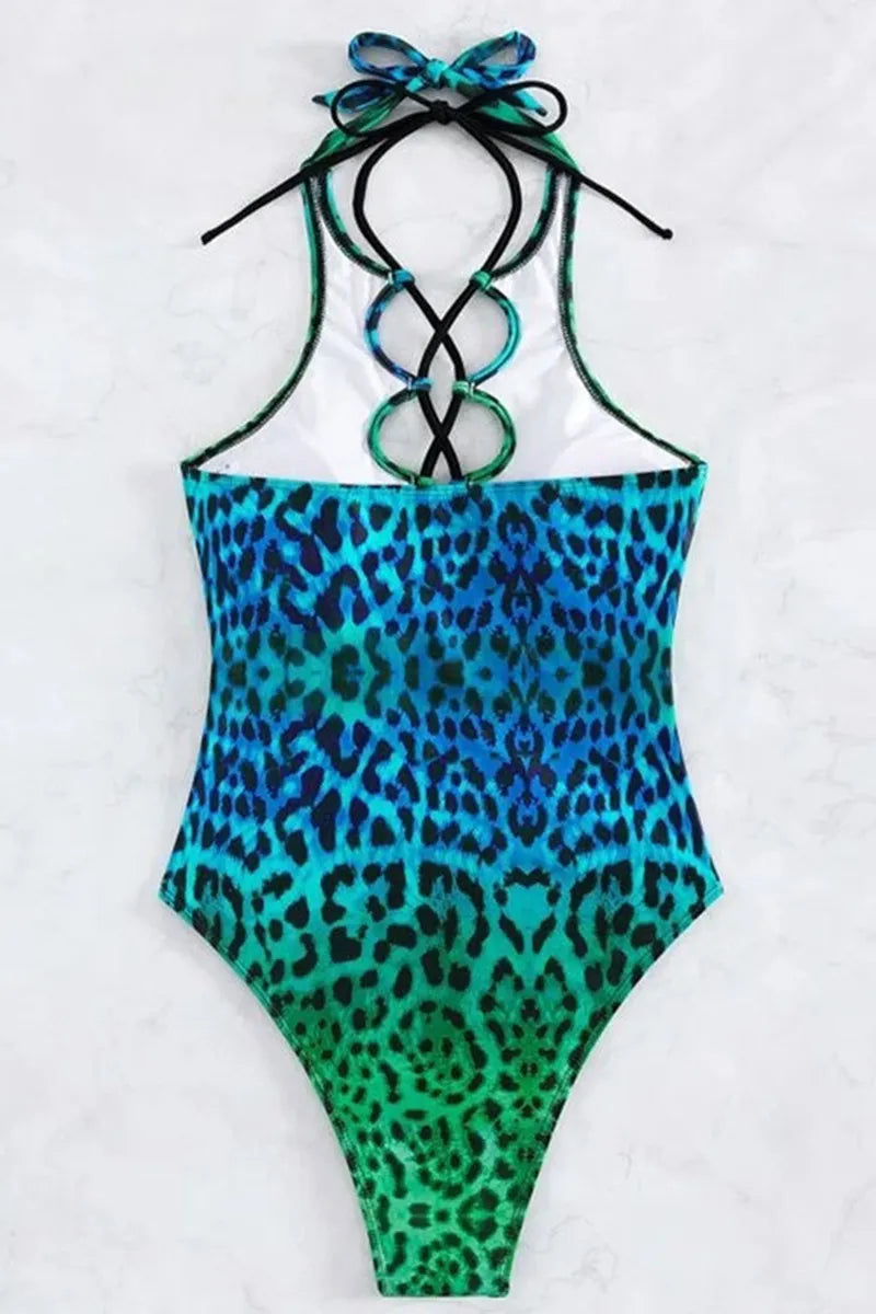 Spotted Cross Strapped Bathing Suit